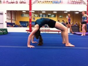 Example of Bridge in Gymnast Who Has Restricted Hip Flexor Mobility - Note Anterior Tilt of Pelvis 